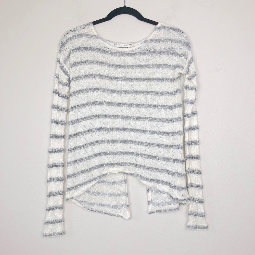 Bethany Mota Split Back Striped Sweater